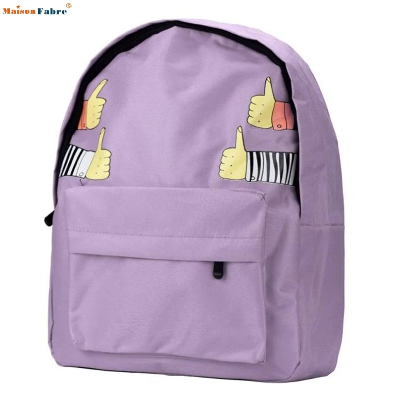 

2017 New Fashion Design Unisex Thumb Up Casual Canvas Backpack School Bag Girls Boys Portable Travel Rucksack La Mochila Jan4
