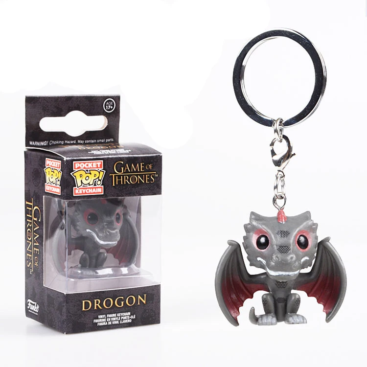FUNKO POP New style Game of Thrones & JON SNOW,DAENERYS TARGARYEN,DROGON Keychain Action Figure Toys for children birthday gift
