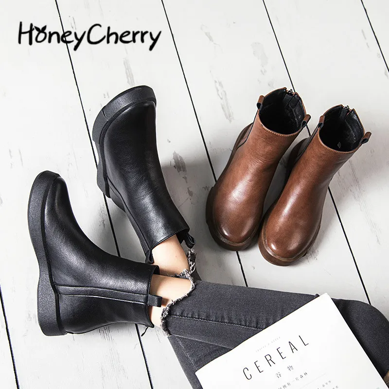 Boots  Women's New Winter 2018 British Wind Martin Boots Flat Bottom Furry Retro Cotton Boots Leisure Shoes Women Size35-10