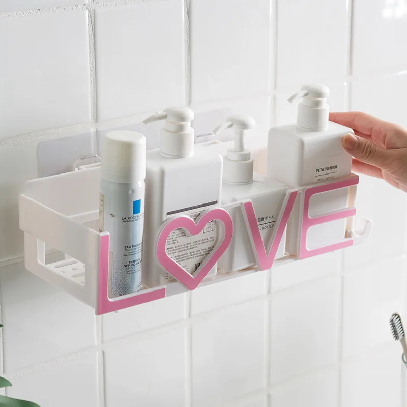 Bathroom shelf free punching wall bathroom storage rack shower room soap box shelf WF719221