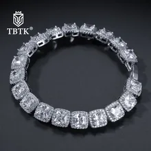 TBTK проложили Bling Площади Iced Out Циркон красивый браслет Роскошный простой стиль золото/серебро 10 мм ширина наручные ювелирные изделия панк человек