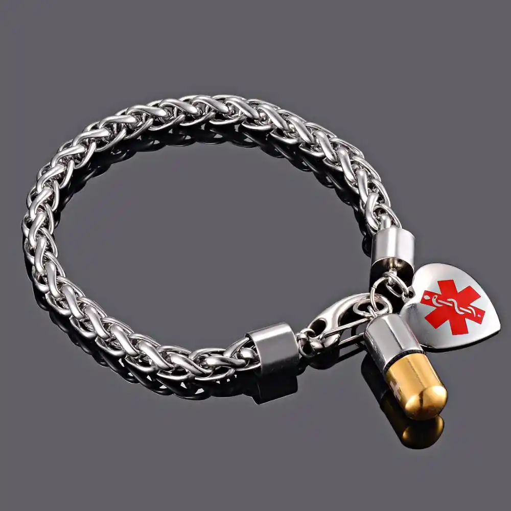 Personalized Diabetes Men Medical Alert ID Bracelets Jewelry Stainless
