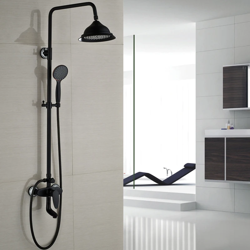 Luxury 8 Rainfall Oil Rubbed Bronze Bath shower Faucet Set Wall Mount Handshower Tub Spout Filler