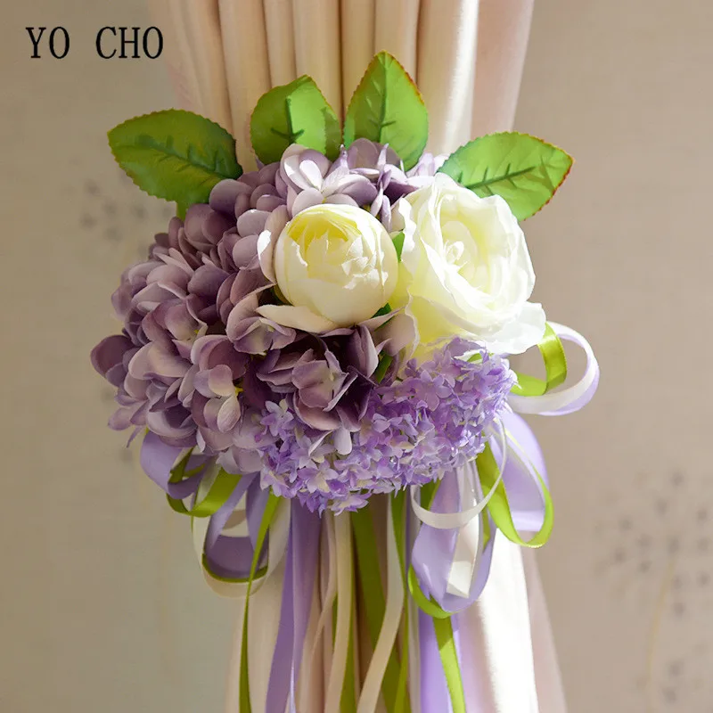 Yo Cho Silk Artificial Hydrangea Flower Ball Mini Red Rose White Peony