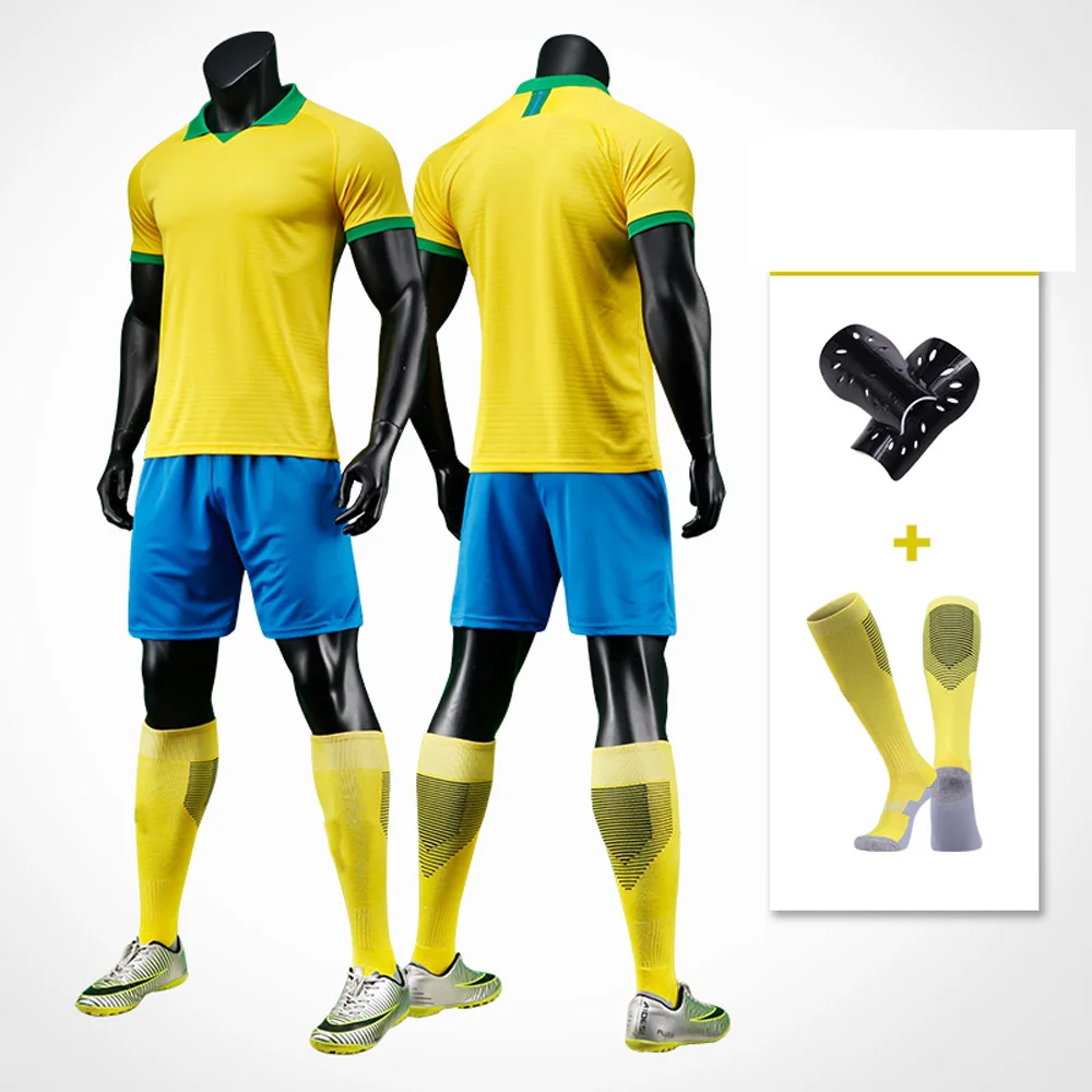 

19 20 Kids Adult Soccer Jerseys Set Football kit Training Suits Uniform Running Sport Jersey with Socks and shin guards