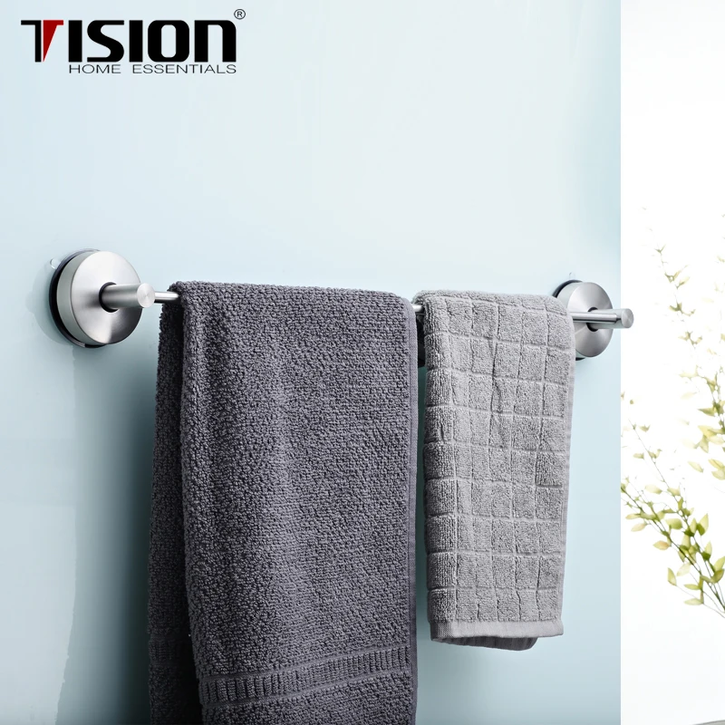 TISION Self Adhesive Towel Bar Stainless Steel Towel Rack Wall Mounted