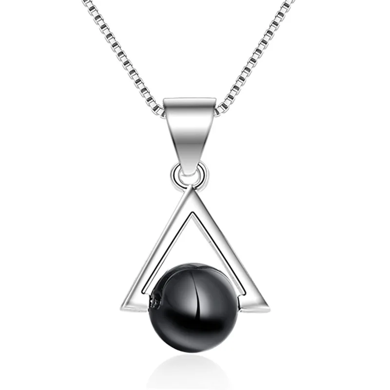 

925 Silver Fashion Elegant Black Plated Triangle Necklace Exquisite Silver Chain