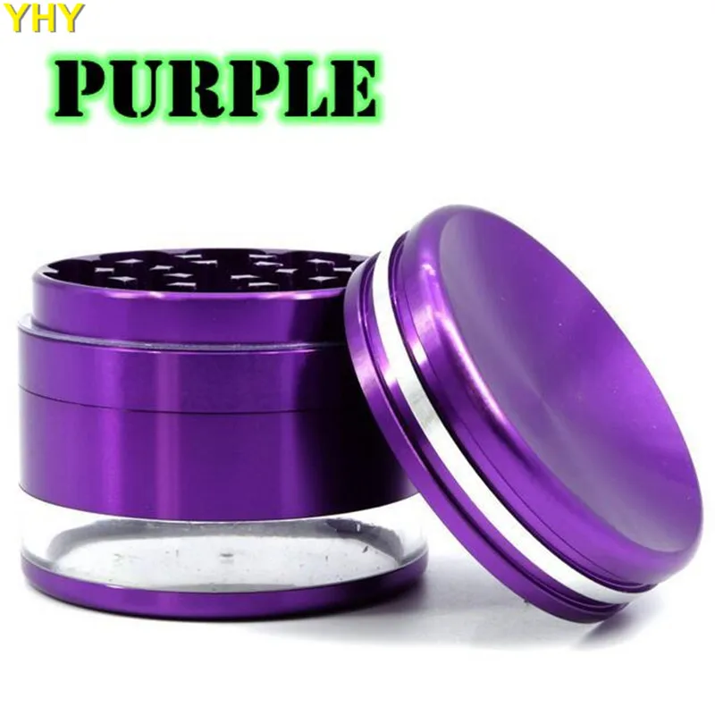 4 Pieces Metal Herb Grinder With Transparent Bottom Cover Concaver Top Cover 63mm Aluminum Alloy Herbal05
