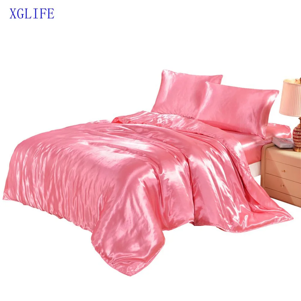 

LISM Solid color duvet cover bedding set home textile bed linen set clothing of bed bedcloth soft silky bedding full size