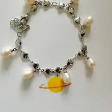 Жемчужный браслет в форме сердца, серебряные браслеты с розовым белым жемчугом, 1 шт. N65