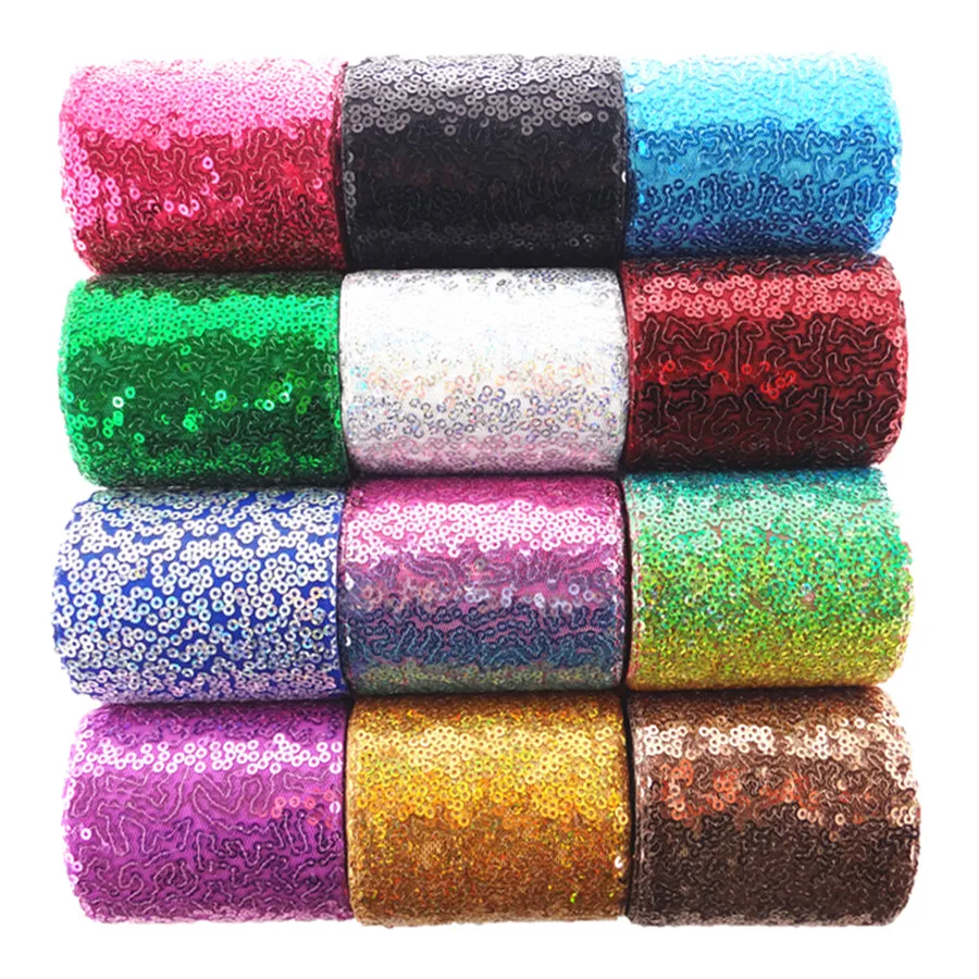 1 Yard 3" 75mm Glitter Sequin Ribbon DIY Hairbows Accessories Apparel