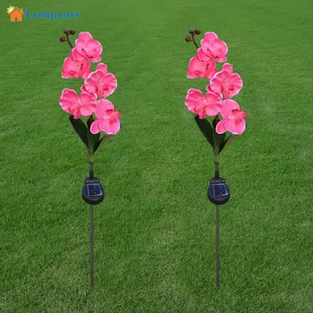 

LumiParty HOT Outdoor Solar Powered LED Light Butterfly Orchid Flower Lamp for Yard Garden Path Way Lawn Landscape Decor