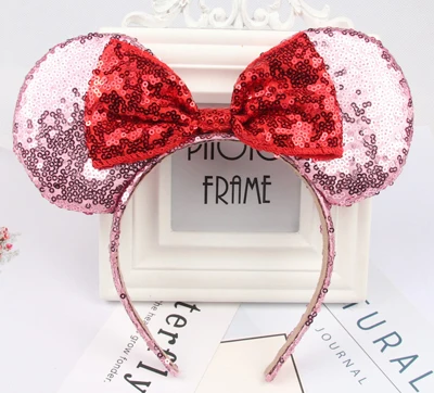 Headwear Minnie Mouse Ears Headband Festival DIY Hair Accessories Hairband Christmas Sequin Hair Bows for girls women gift - Цвет: 9