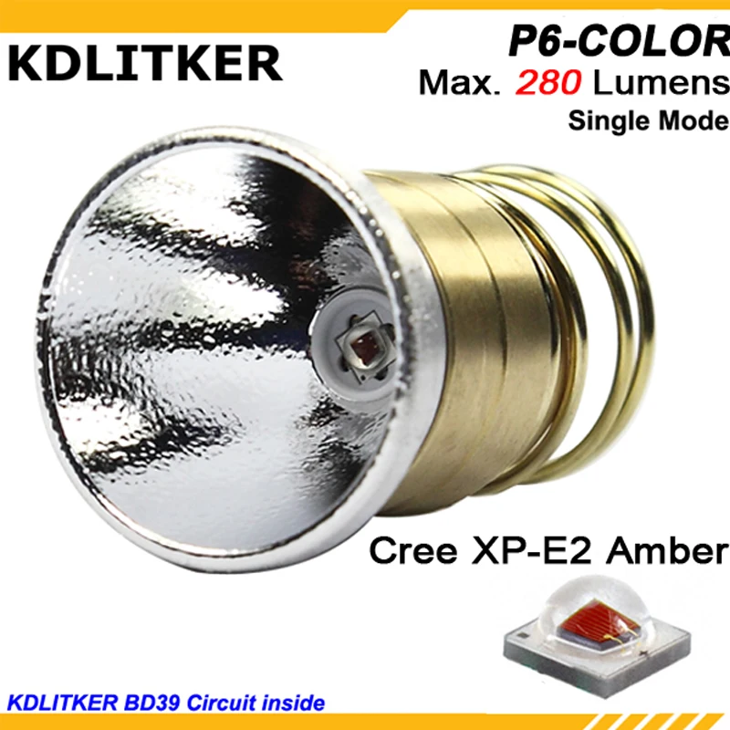 

KDLITKER P6-COLOR Cree XP-E2 Red 620nm 280 Lumens 3V - 9V 1-Mode OP P60 Drop-in (Dia. 26.5mm)