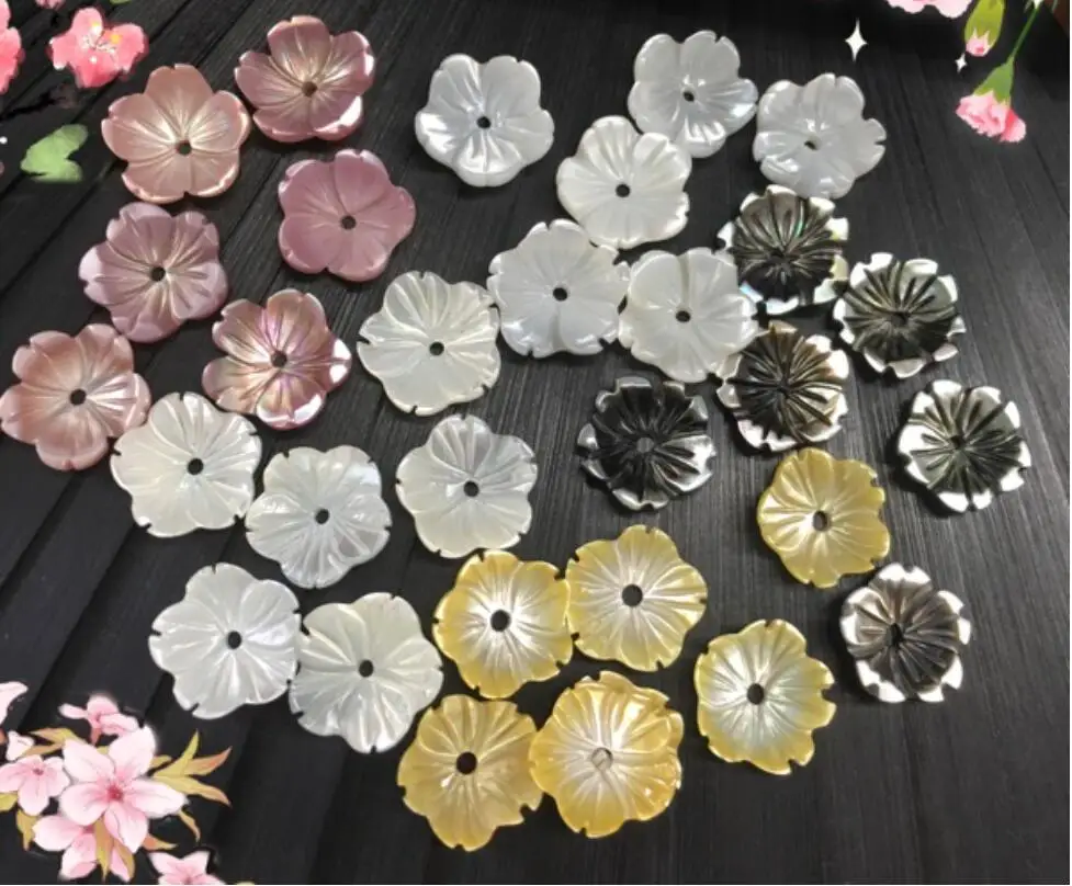 

fashion white color flower shape loose DIY shell beads 10mm middle hole jewelry beads xsb108