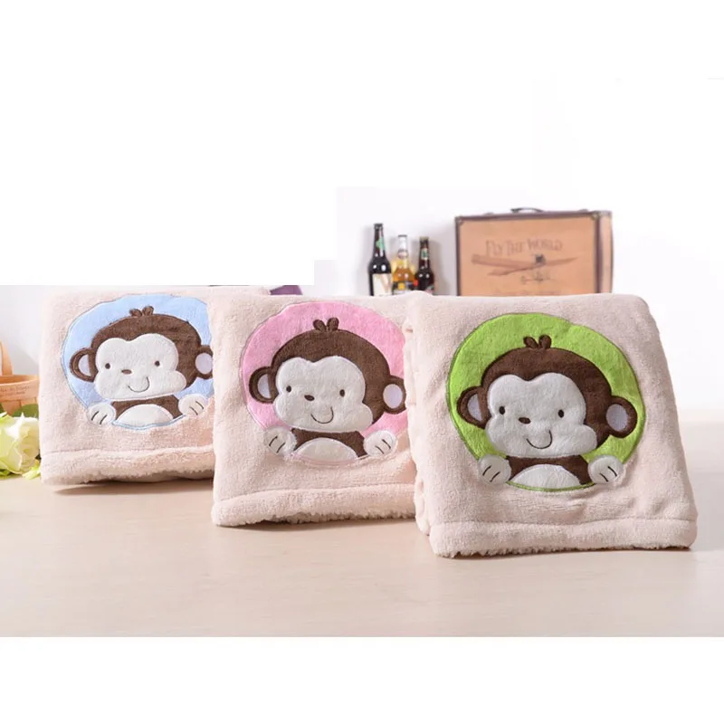 Winter Baby Monkey Blankets Thicken font b Double b font Layer Fleece Infant Swaddle Envelope font