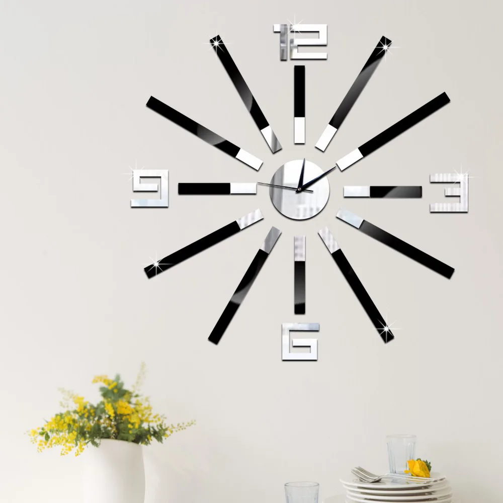 

Diy creative home wall clock Study room bedroom living room wall j mute wall clock #GZ035