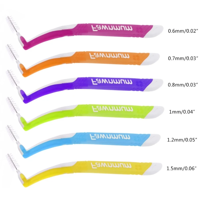 

5pcs L Shaped Interdental Brush Oral Dental Care Floss Toothbrushes 0.7-1.5mm 6 Color