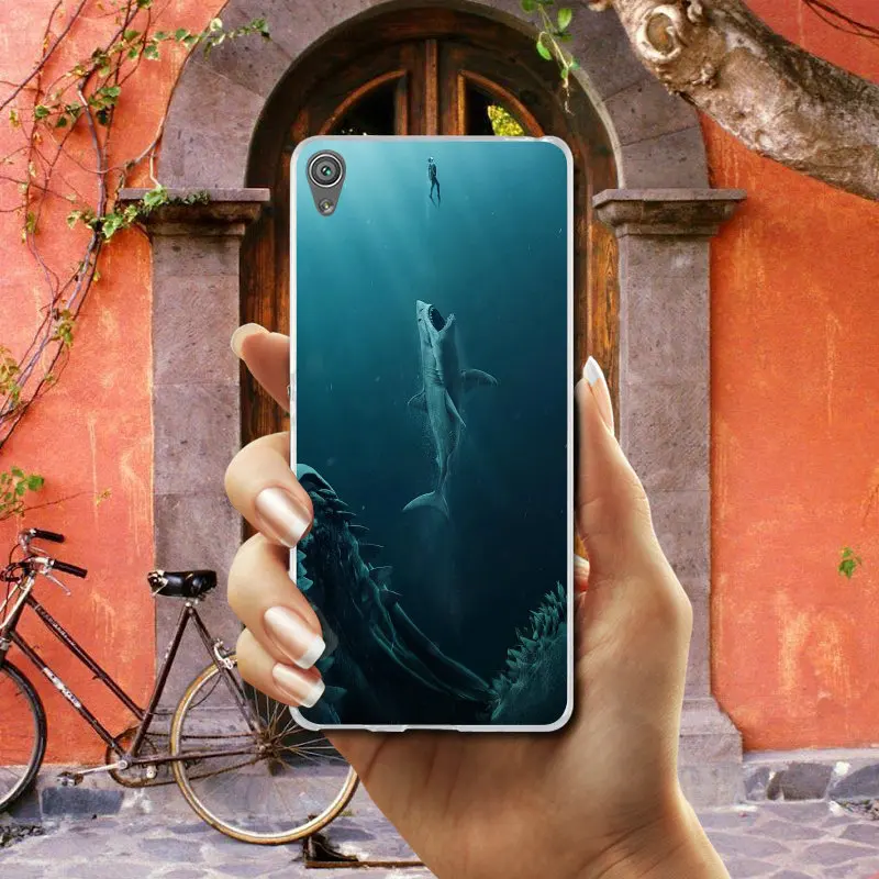 Мягкие силиконовые прозрачные чехлы Meg Big shark из ТПУ для Sony Xperia XA XZ Z Z1 Z2 Z3 Z4 Z5 Compact E3 E5