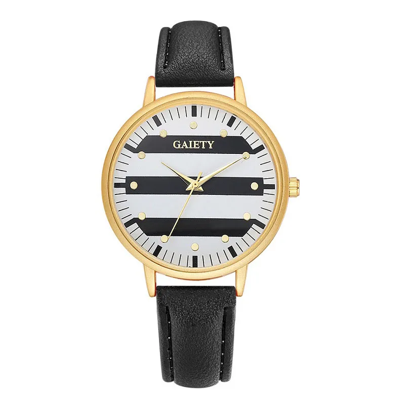 

2019 Brand Women's Fashion Watch Quality PU Leather Striped Mirror Personality Couple Watches