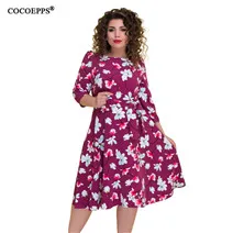 COCOEPPS-2018-New-Large-Size-Autumn-Winter-Women-Dress-Foral-Print-Elegant-Casual-Chinese-Style-Dress