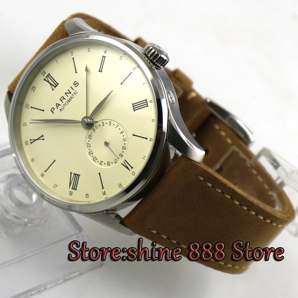 42 мм Parnis off white циферблат 24 часа ST1690 автоматический механизм мужские часы|watch men|watch