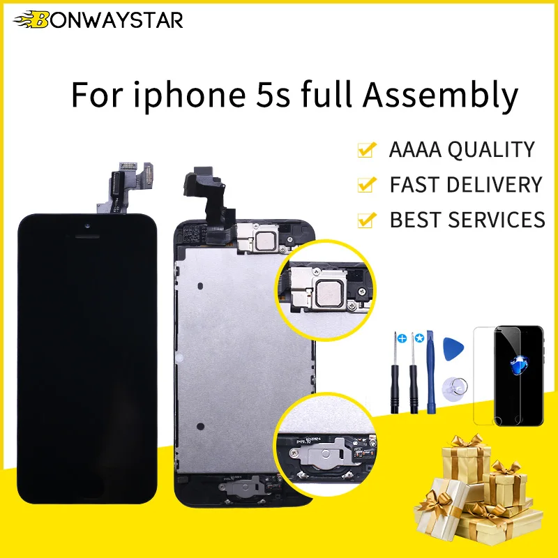 Cena Dla iPhone SE A1723 A1662 A1724 pełny ekran Lcd wymiana LCD przednia kamera głośnik przycisk Home narzędzia z hartowanego szkło