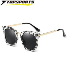 TOPSPORTS Polarized women cat Sunglasses Leopard Metal PC leg single Beam TAC Mirror lenses Glasses UV400 designer Eye protect