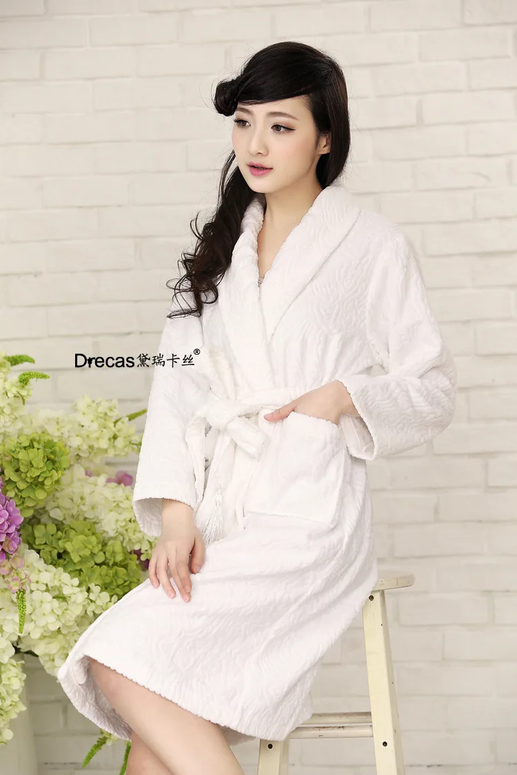 Women's autumn and winter 100 cotton hotel and home bath robe ladies' front opening hotel bathe