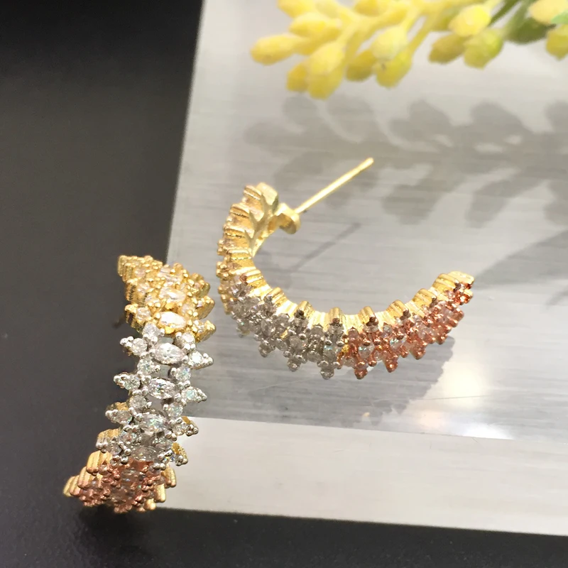 

Lanyika Fashion Jewelry Artistic Delicate Strip-type Ripple Current Micro Plated Party Earrings Anniversary Daily Best Gift