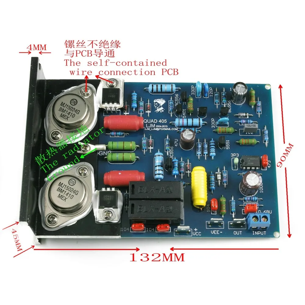 Одна пара QUAD405 клон HiFi стерео усилитель мощности 2,0 канал с алюминиевым углом MJ15024