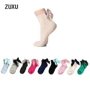 

35 colors 2017 new fashion ladies cute curling socks on the back of the bow socks super wild socks