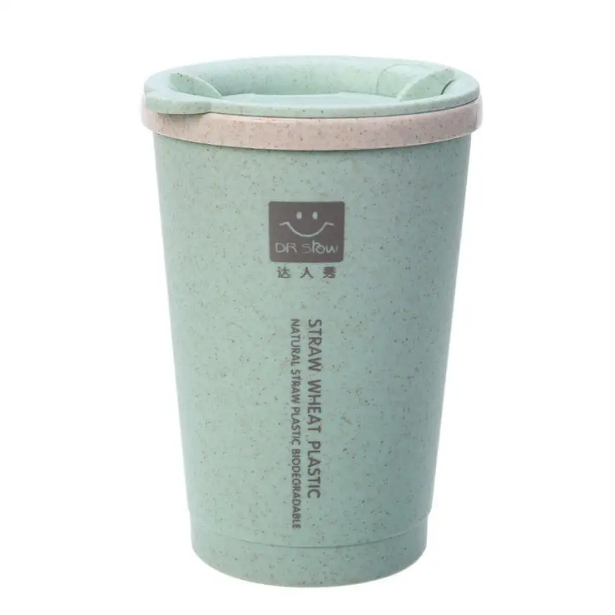 Новинка 280 мл пшеничная соломинка портативные двойные стенки портативные офисные кофейные чайные чашки подарки NE711 - Цвет: Зеленый