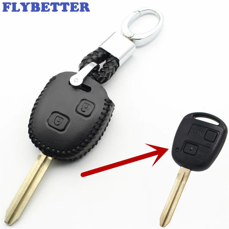 FLYBETTER брелок из натуральной кожи с 2 кнопками чехол для дистанционного ключа Toyota