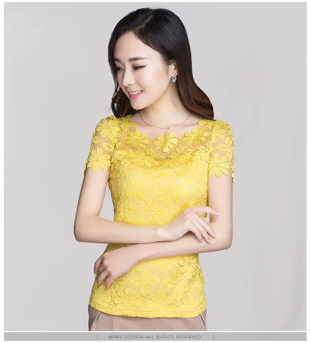 new 2020 fashion lace women shirts blouses Short Sleeve sexy hollow out Women's Clothing plus size S-5XL women tops blusas blouses & shirts
