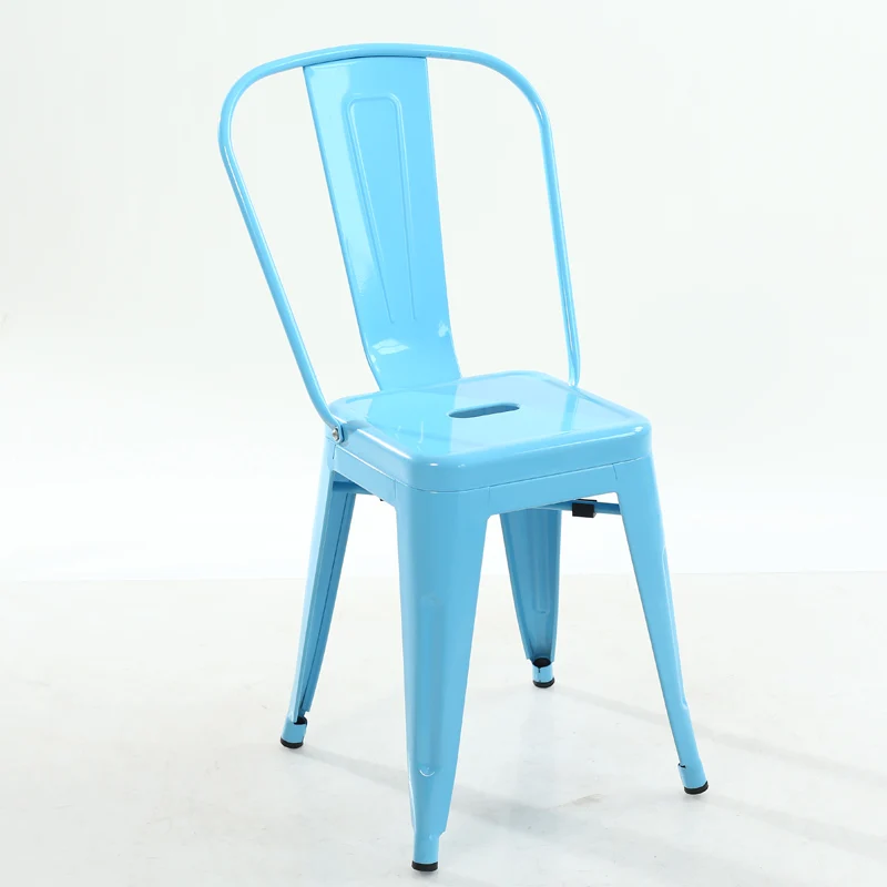 Европейский стиль обеденный открытый оловянный Металл Ретро-железо промышленной эры барные стулья - Цвет: Небесно-голубой
