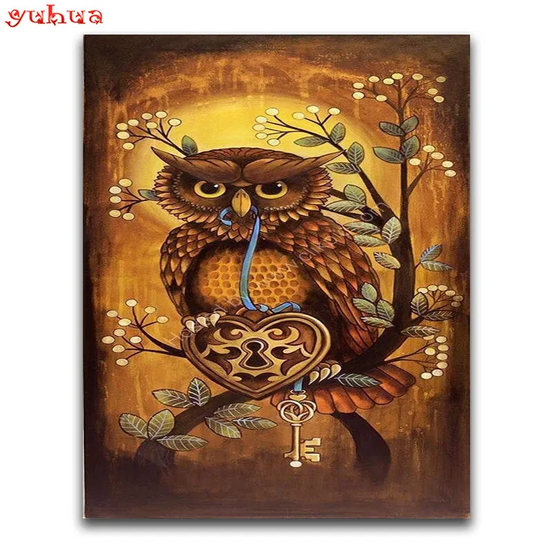 Full Square Diamond painting Owl Round mosaic Cartoon bird 5D DIY embroidery Cross stitch Animal eagle | Дом и сад