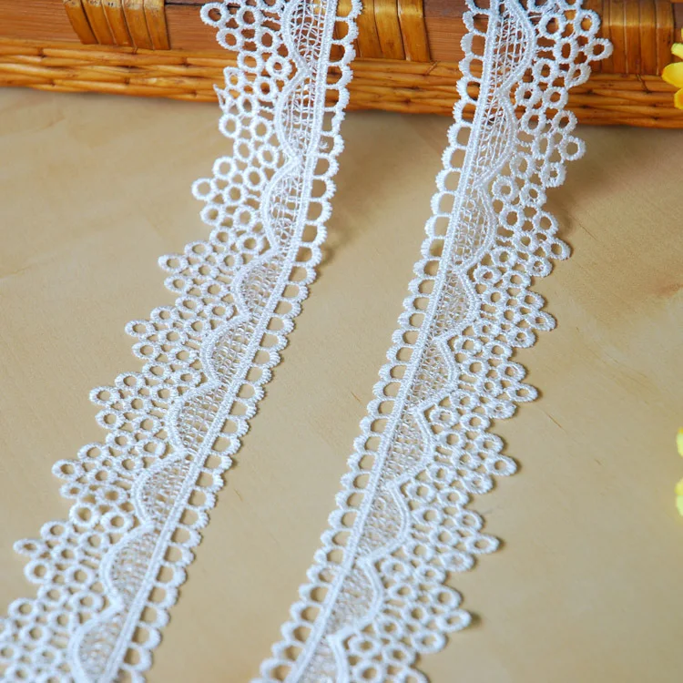 

30Yards Free Shipping High Quality White Bridal Lace Trim Embroidery Applique Ribbon Polyester Trimming Sewing Crafts Cord Lace