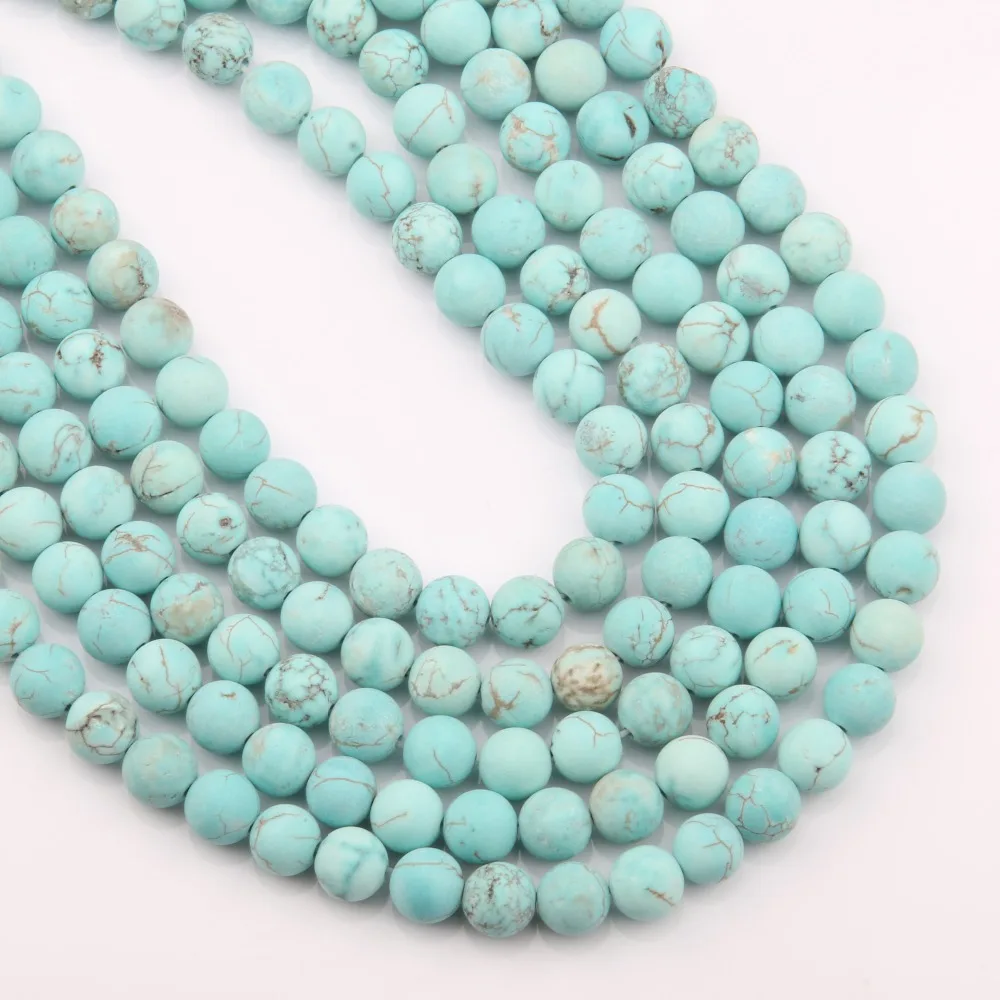 

Natural Stone Beads Matte Blue Turquoises Round Beads for Jewelry Making Pick Size 4 6 8 10 12 14 mm 15.5 inches