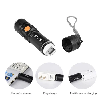 

3 Mode Tactical Flash Light Torch Mini Zoom Rechargeable Powerful USB LED Flashlight AC Lanterna For Outdoor Travel