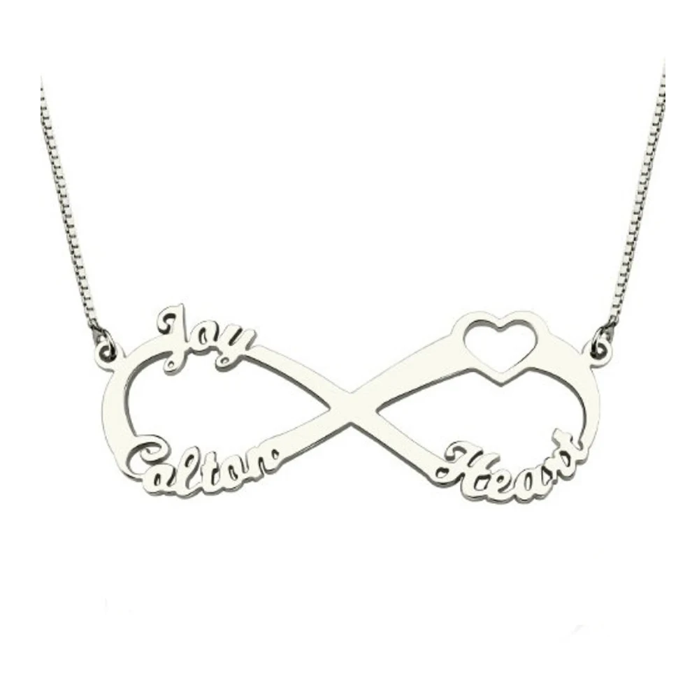 

Engraved 3 or 4 Names Infinity Pendant Jewelry Cut out Heart BFF Names Necklace Wholesale Christmas Gift