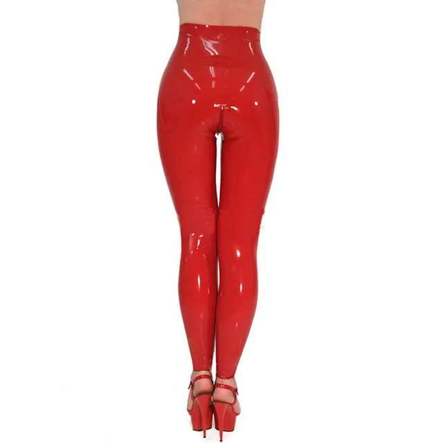 Красный латексный резиновый Gummi 0,40 мм леггинсы, трико, брюки на молнии спереди