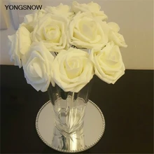 

10 Heads 8CM Beautiful Charming Artificial PE Foam Rose Flowers Bride Bouquet Home Wedding Decor Scrapbooking DIY Supplies 7Z