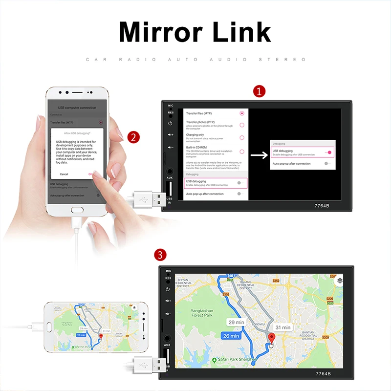 2din Автомагнитола 7 дюймов сенсорный экран Mirrorlink Android магнитофон плеер 2 DIN MP5 плеер Авторадио Bluetooth Камера заднего вида