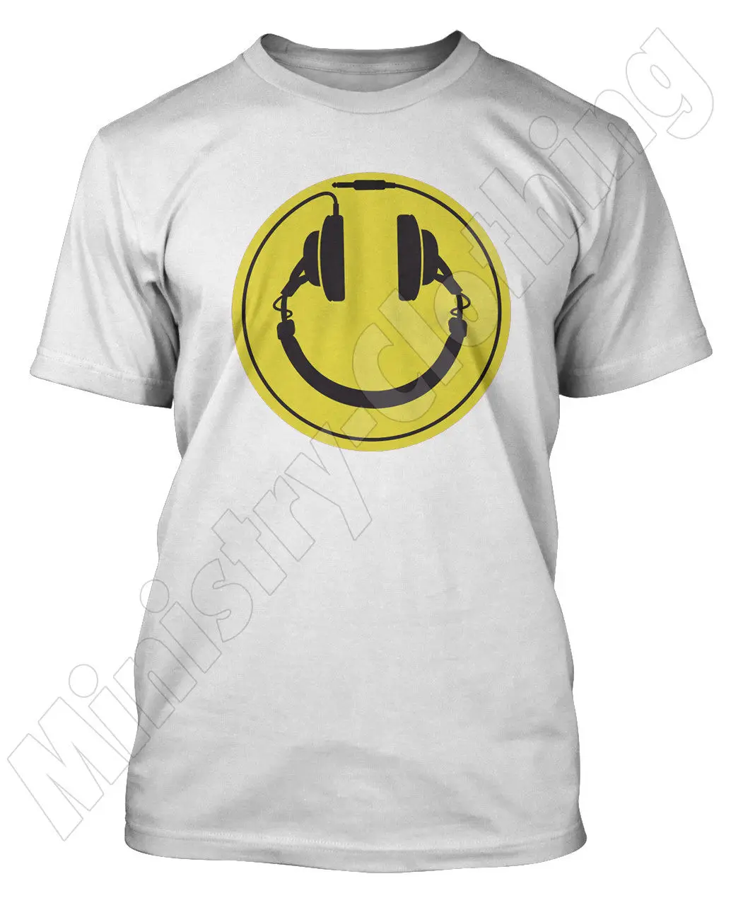 ACID SMILEY FACE TSHIRT EARPHONES HEADPHONES MUSIC HIPPY RETRO VINTAGE