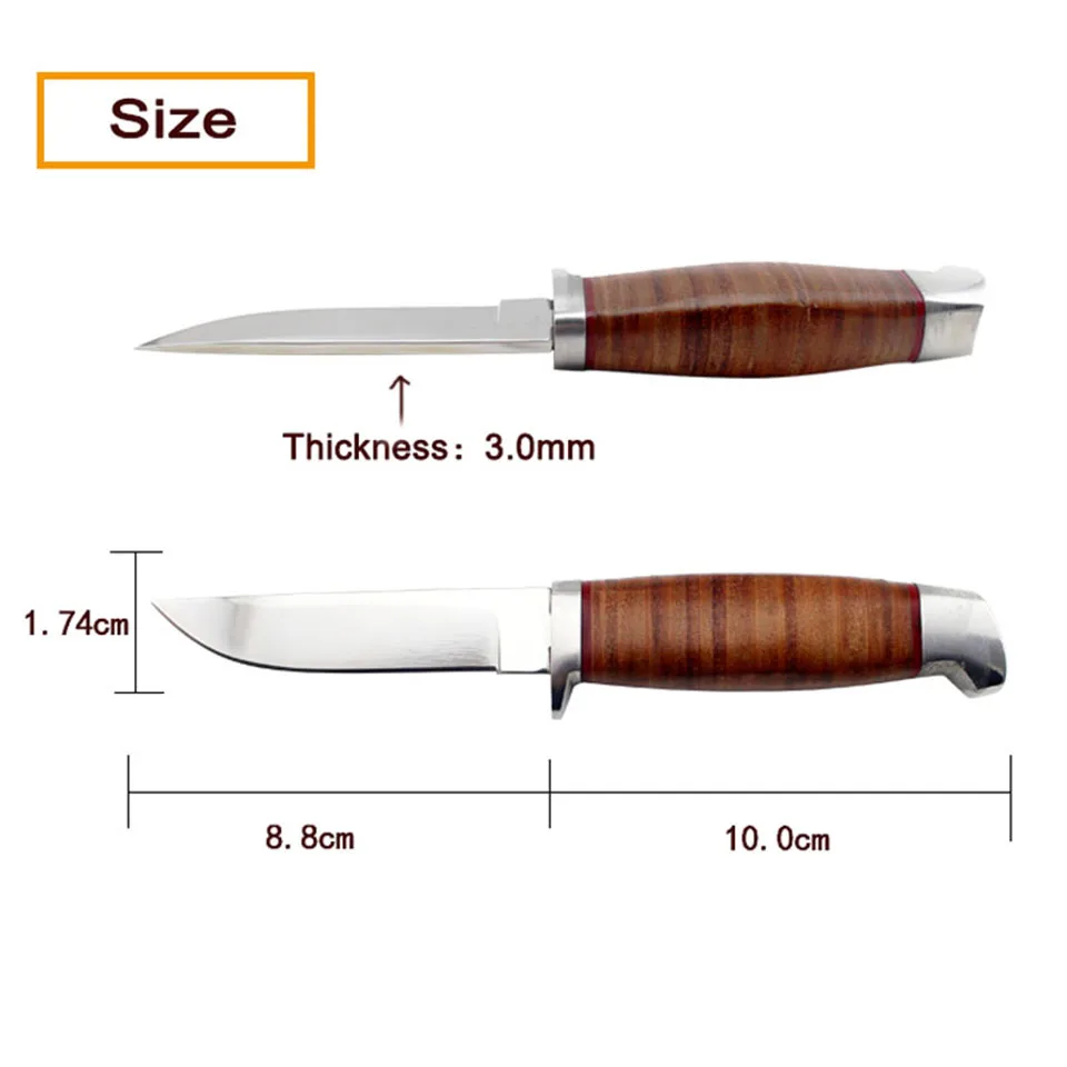 FINDKING 440c blade with real leather handle pocket knife Camping knife Survival knife hunting knife with real leather Sheath