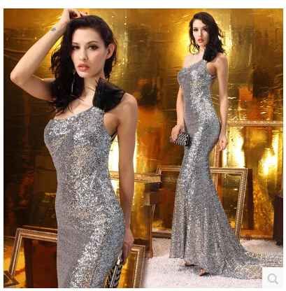Bar club nocturno singer sexy Vestido plateado hecho a mano uñas taladro una pequeña cola lentejuelas vestido paquete cadera vestido largo 2395 - 1