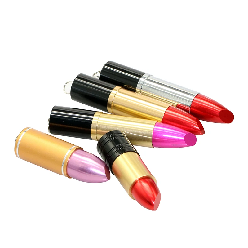 Pen Drive Beautiful Lipstick Red/Rose Pink USB Flash Drive 64GB 32GB 16GB 8GB Metal Lipstick USB 2.0 Flash Memory Stick Pendrive