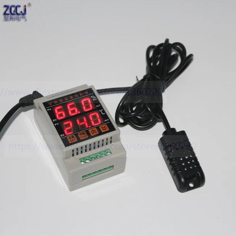 

CJ-DTH -40~85'C 0.0~99.9%RH Din temperature and humidity controller 35mm din digital thermostat and Hygrometer with sensor
