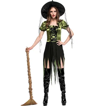 

Halloween Sexy Witch Costumes Adult Women Queen Carnival Purim Party Cosplay Fancy Dress COSTUMES FULL SET